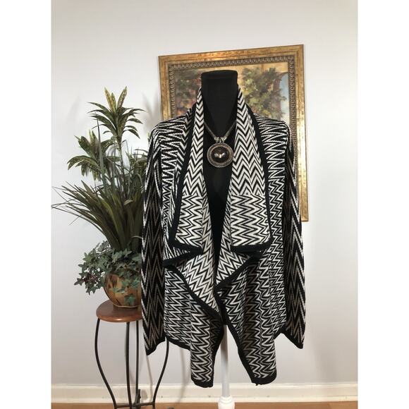 Cato Women LG Cardigan Sweater Open Shawl Cape Long Sleeve Chevron Knit Y2K Boho - Picture 1 of 8